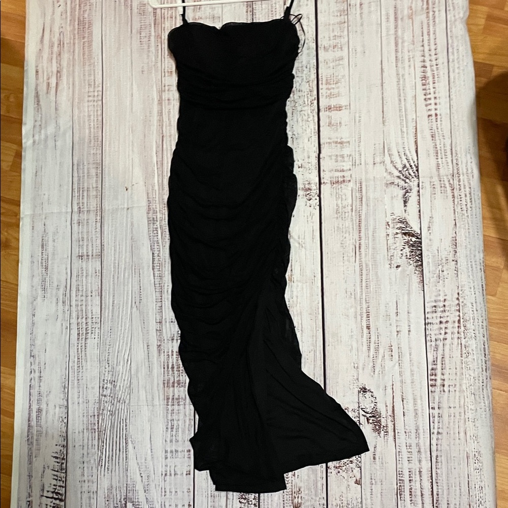 Express Black Ruched Midi Dress